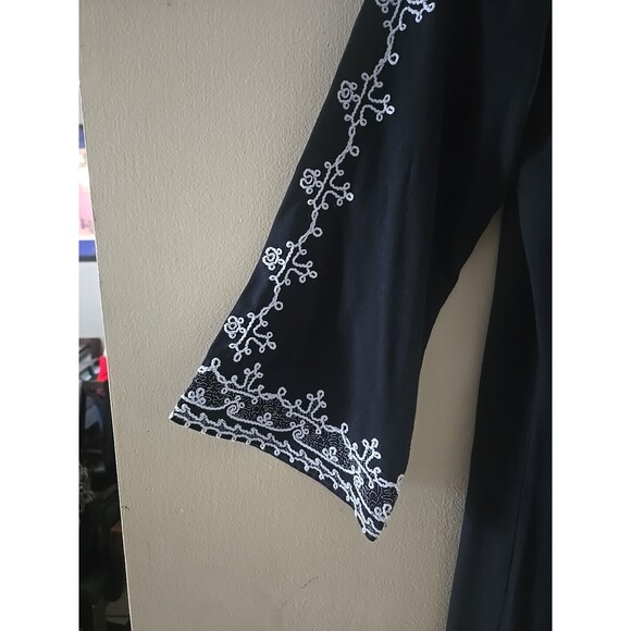 J. Jill Women's Boho Blouse Size S Blue Embroidered 3/4 Sleeve Tunic Cottagegore - Picture 4 of 9